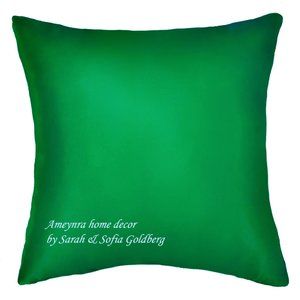 Decorative Pillow Green Satin 20x20 inches. New, soft, large
